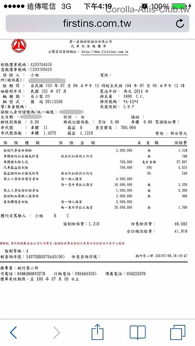 女 - 乙式全險 限駕 BC級